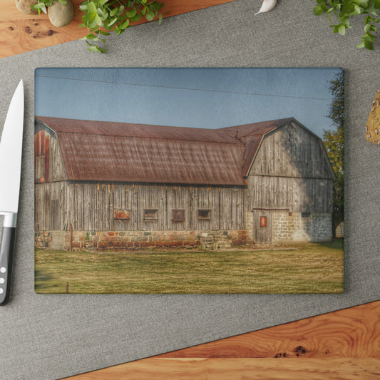 U R There Photography Irish Road Grey Rustic Farmhouse Tempered-Glass Cutting Board