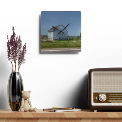 U R There Photography M-90 White and Windmill II Rustic Farmhouse Acrylic Analog Wall Clock