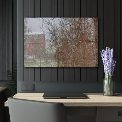 U R There Photography Hough Road Hidden Winter Red I Rustic Farmhouse Acrylic Wall Print