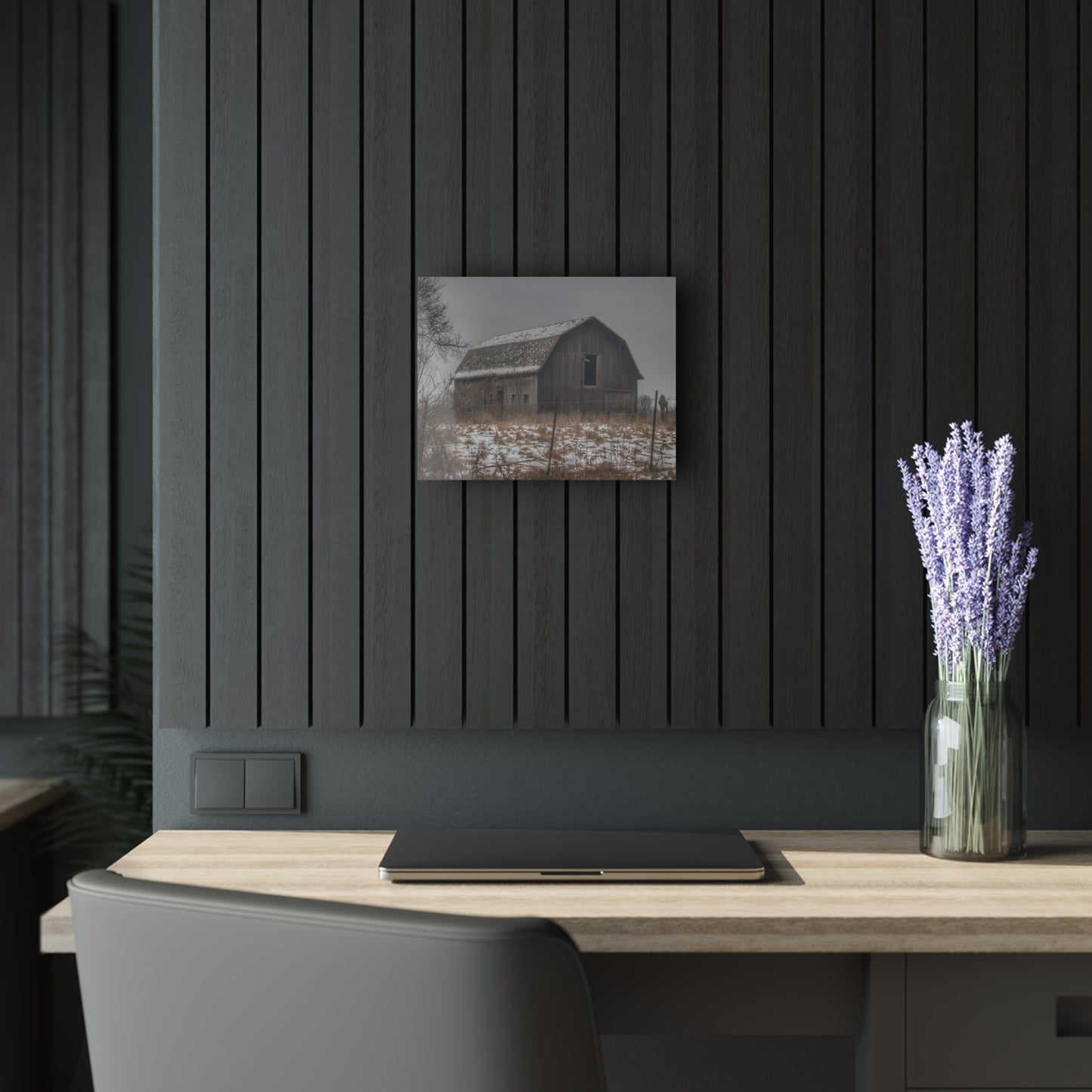 U R There Photography South Kirk Road Grey Rustic Farmhouse Acrylic Wall Print