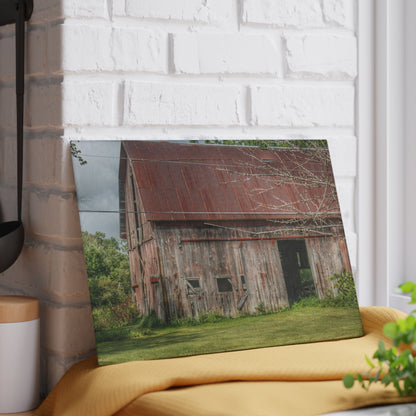 U R There Photography Columbiaville Roadside Grey and Rusted Rustic Farmhouse Tempered-Glass Cutting Board