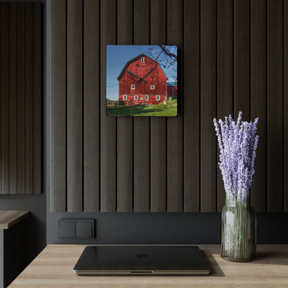 U R There Photography Gardner Road Red II Rustic Farmhouse Acrylic Analog Wall Clock