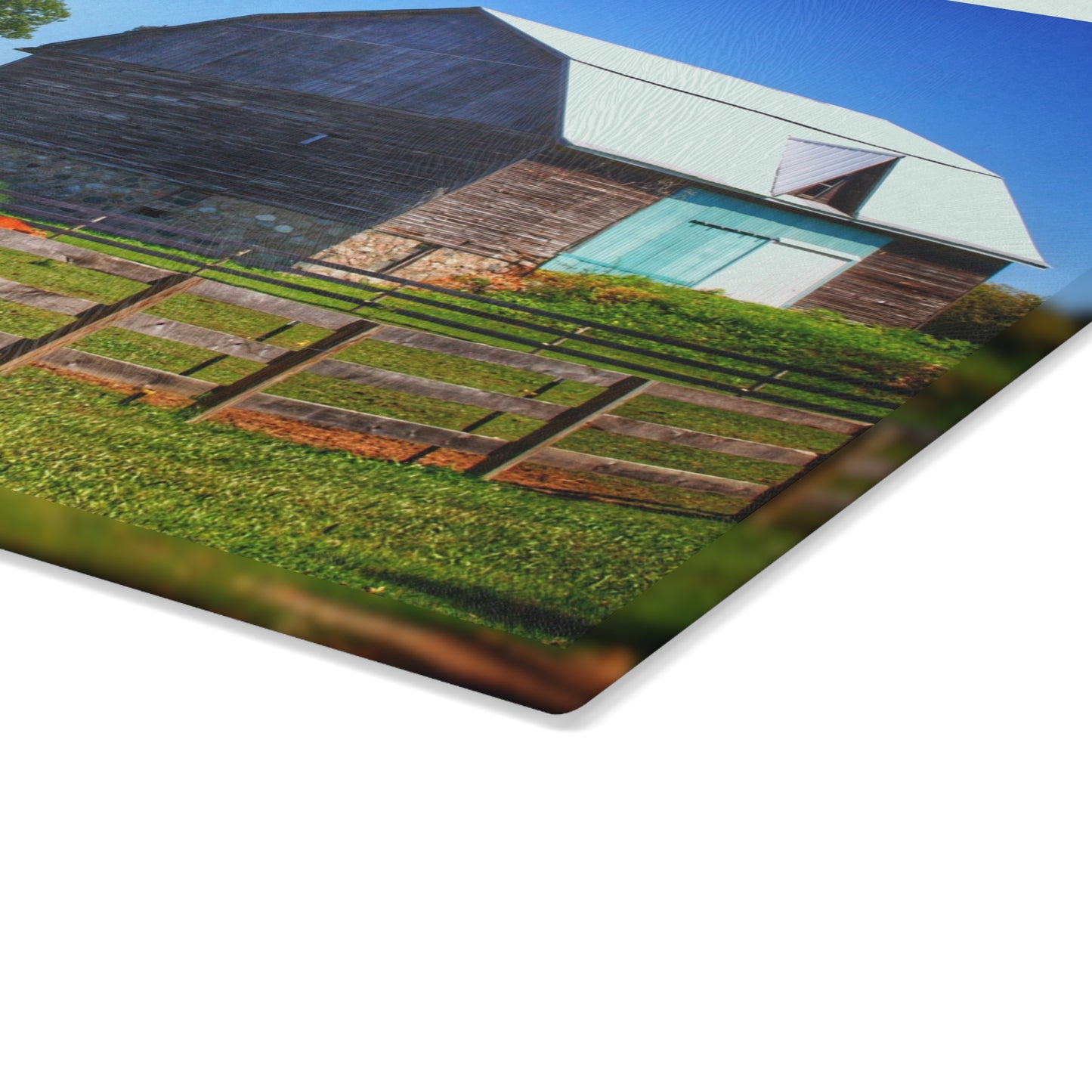 U R There Photography Harris Road Fieldstone Grey Rustic Farmhouse Tempered-Glass Cutting Board