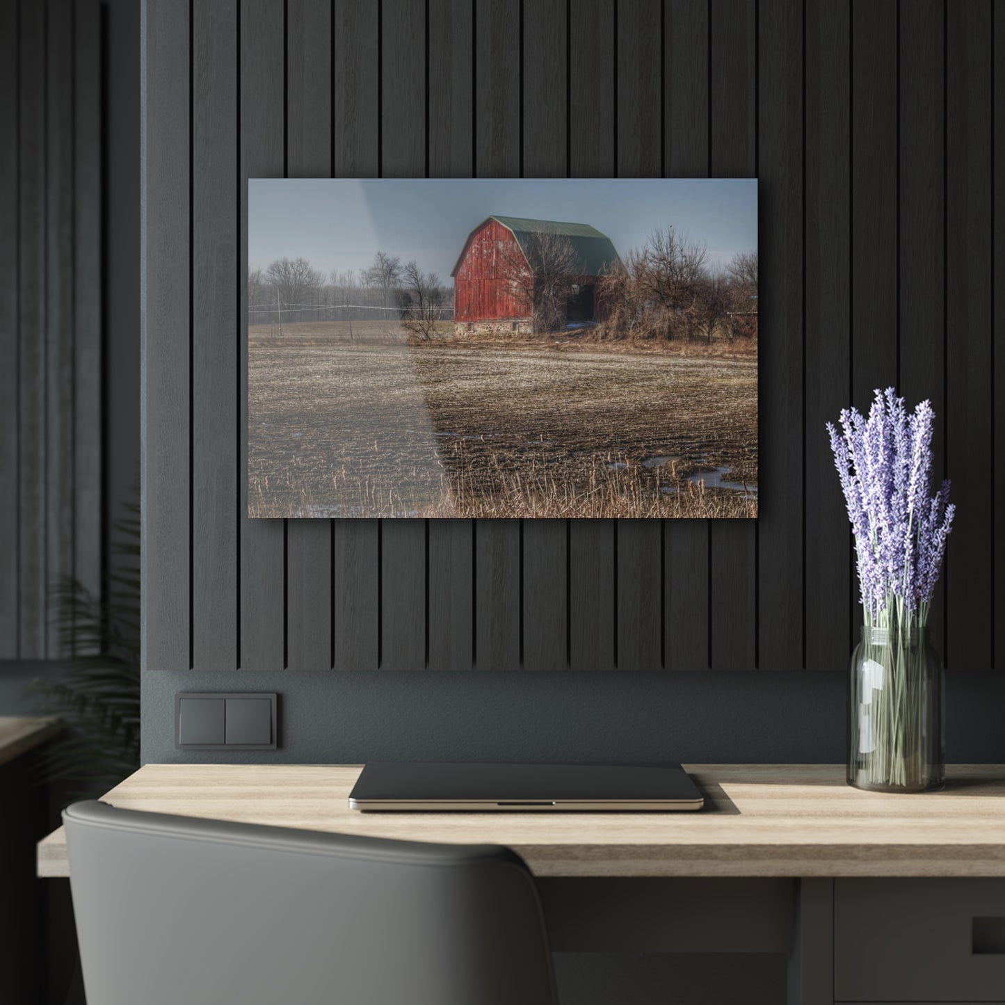 U R There Photography Bowers Road Goodland Red Rustic Farmhouse Acrylic Wall Print