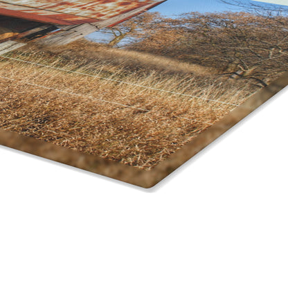 U R There Photography Dodge Road Hay Barn I Rustic Farmhouse Tempered-Glass Cutting Board
