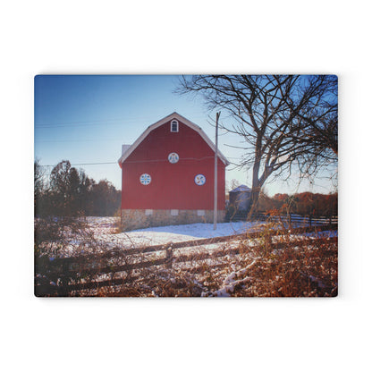 U R There Photography Groveland Red Rustic Farmhouse Tempered-Glass Cutting Board