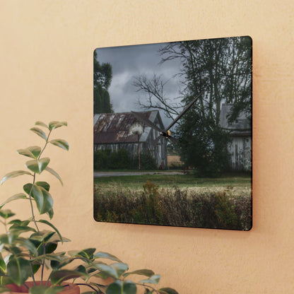 U R There Photography Richville Road Shacks Rustic Farmhouse Acrylic Analog Wall Clock