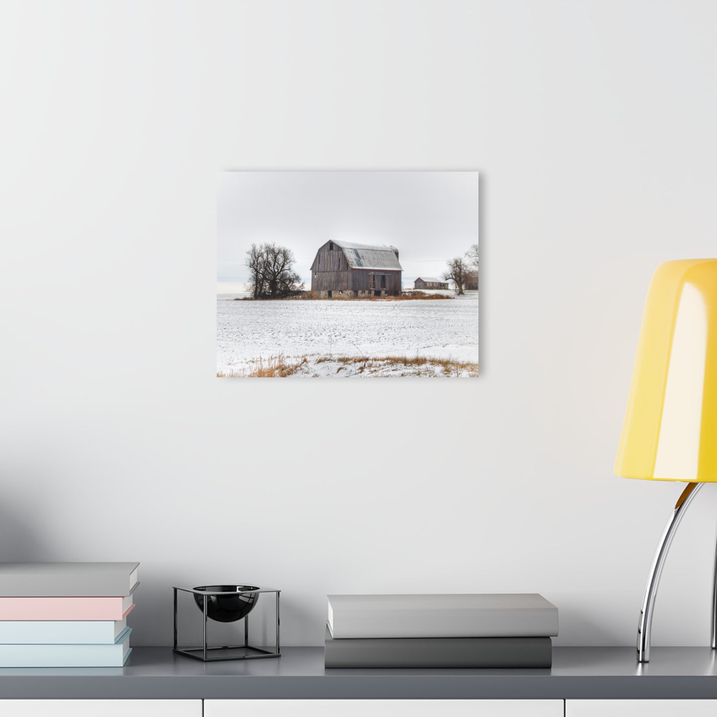 U R There Photography Frenchline Road Grey in Winter Rustic Farmhouse Acrylic Wall Print