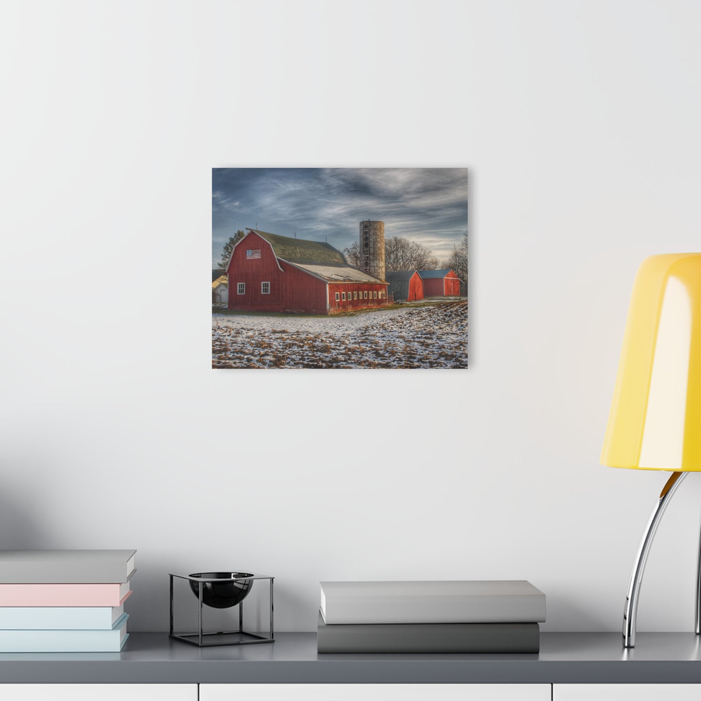 U R There Photography Mitchell Lake Road Red Rustic Farmhouse Acrylic Wall Print