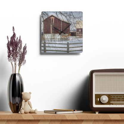 U R There Photography Ebeling Brown Rustic Farmhouse Acrylic Analog Wall Clock