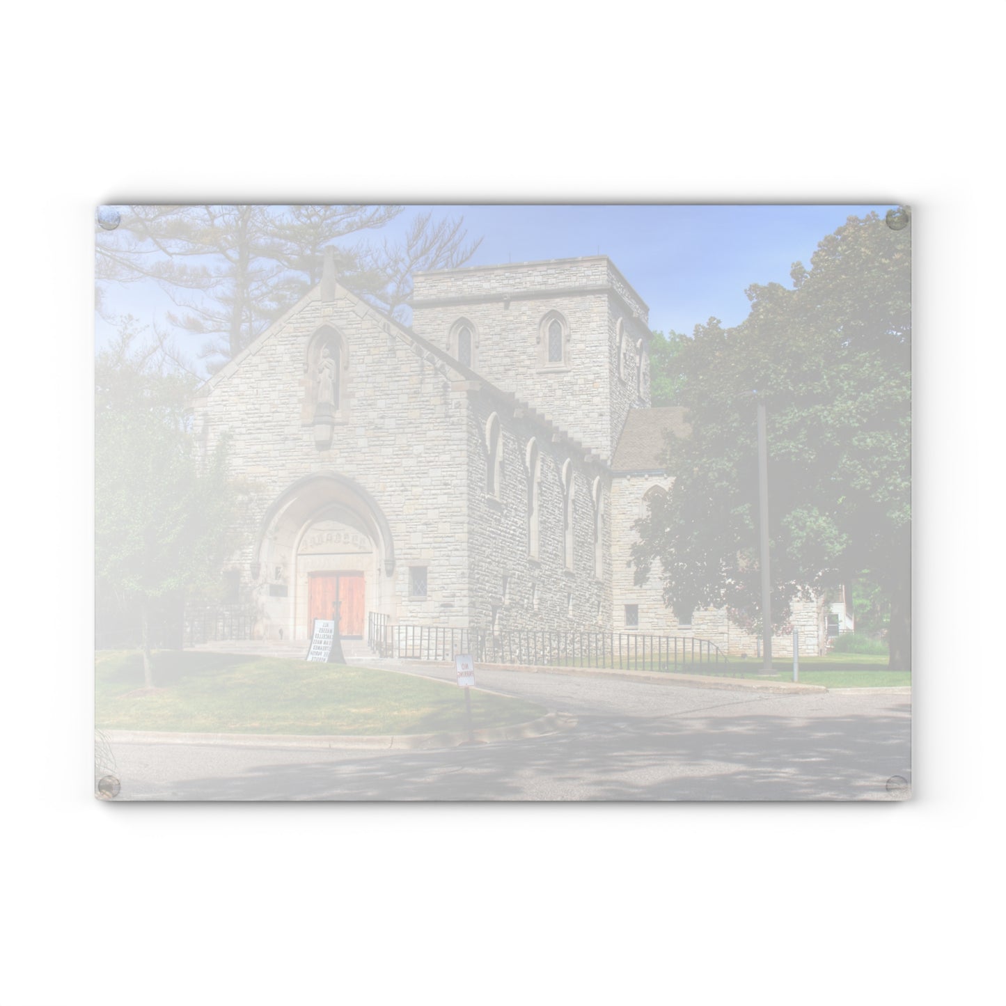 U R There Photography Saint Hugo of the Hills II Rustic Farmhouse Tempered-Glass Cutting Board 8"x 11"
