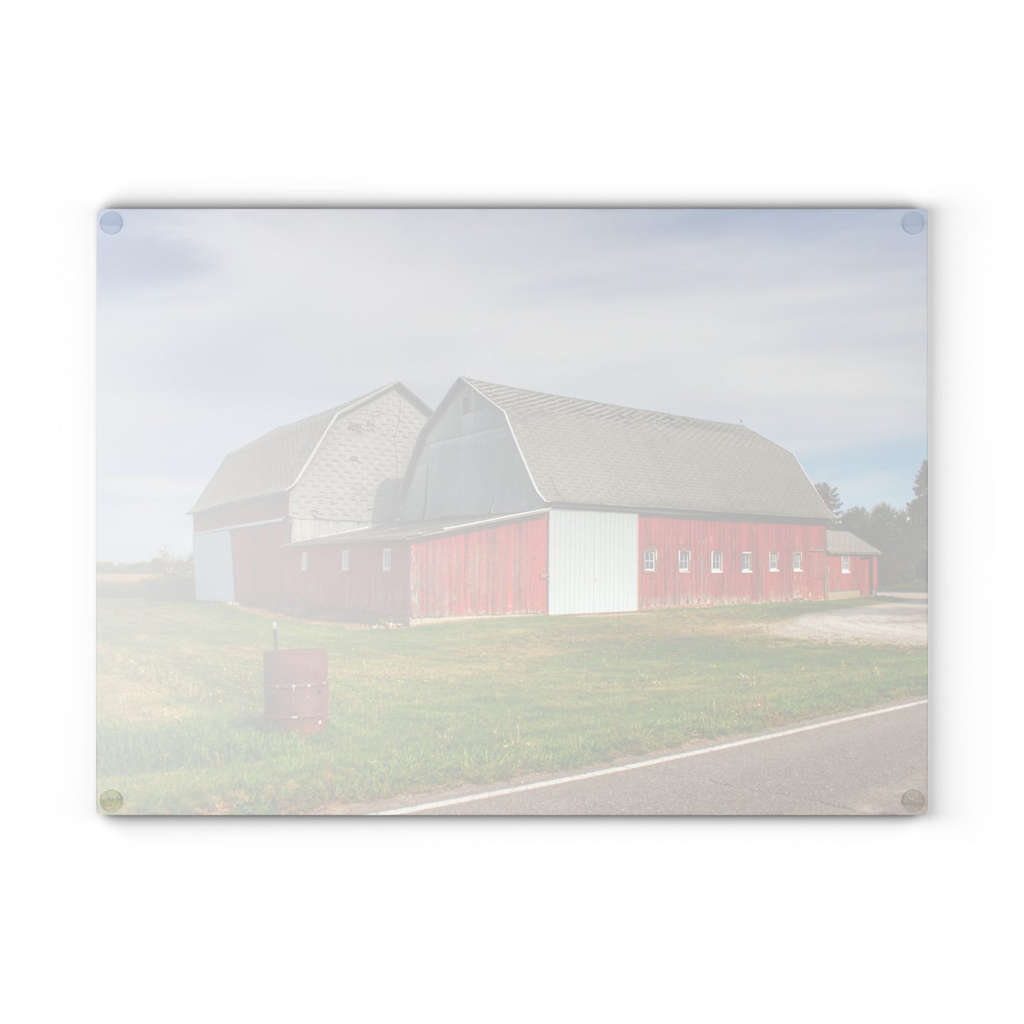 U R There Photography French Road Centennial Reds II Rustic Farmhouse Tempered-Glass Cutting Board