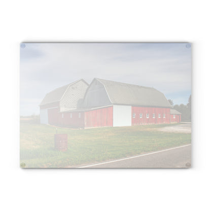 U R There Photography French Road Centennial Reds II Rustic Farmhouse Tempered-Glass Cutting Board