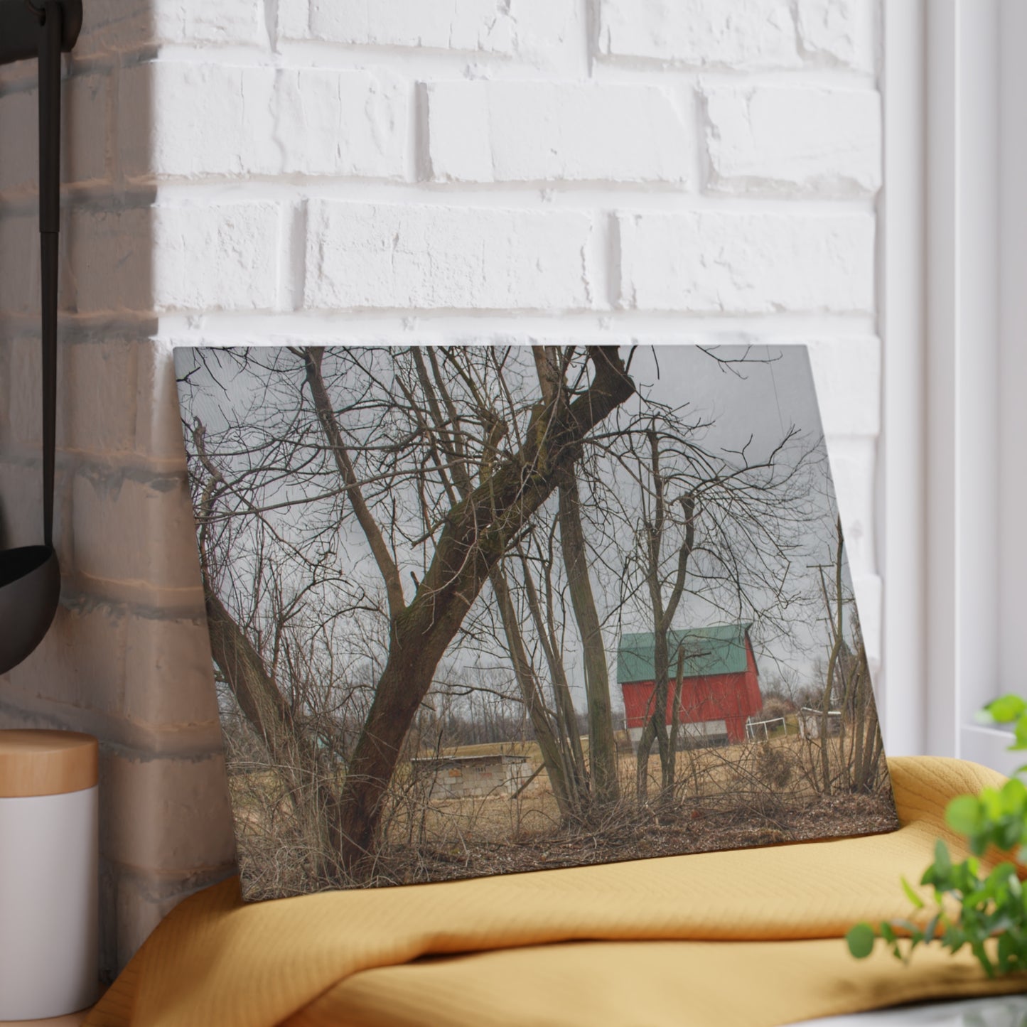 U R There Photography Daley Road Red II Rustic Farmhouse Tempered-Glass Cutting Board