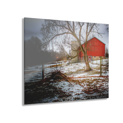 U R There Photography LeValley Road Red and Silo Rustic Farmhouse Acrylic Wall Print