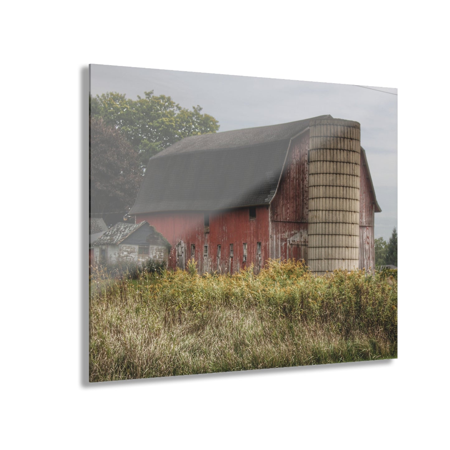 U R There Photography McDowell Road Old Red and Little White Rustic Farmhouse Acrylic Wall Print