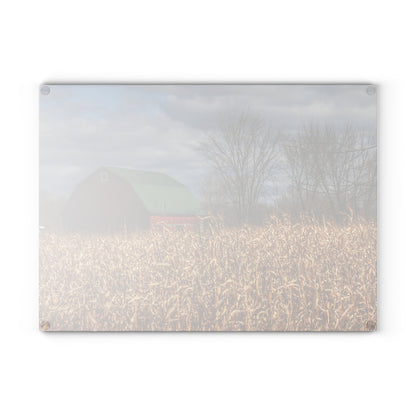 U R There Photography North Force Road Hidden Red Rustic Farmhouse Tempered-Glass Cutting Board