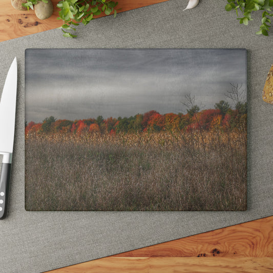 U R There Photography Fall on Murphy Lake V Rustic Farmhouse Tempered-Glass Cutting Board