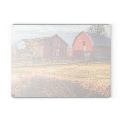 U R There Photography Irish Road Old Reds II Rustic Farmhouse Tempered-Glass Cutting Board