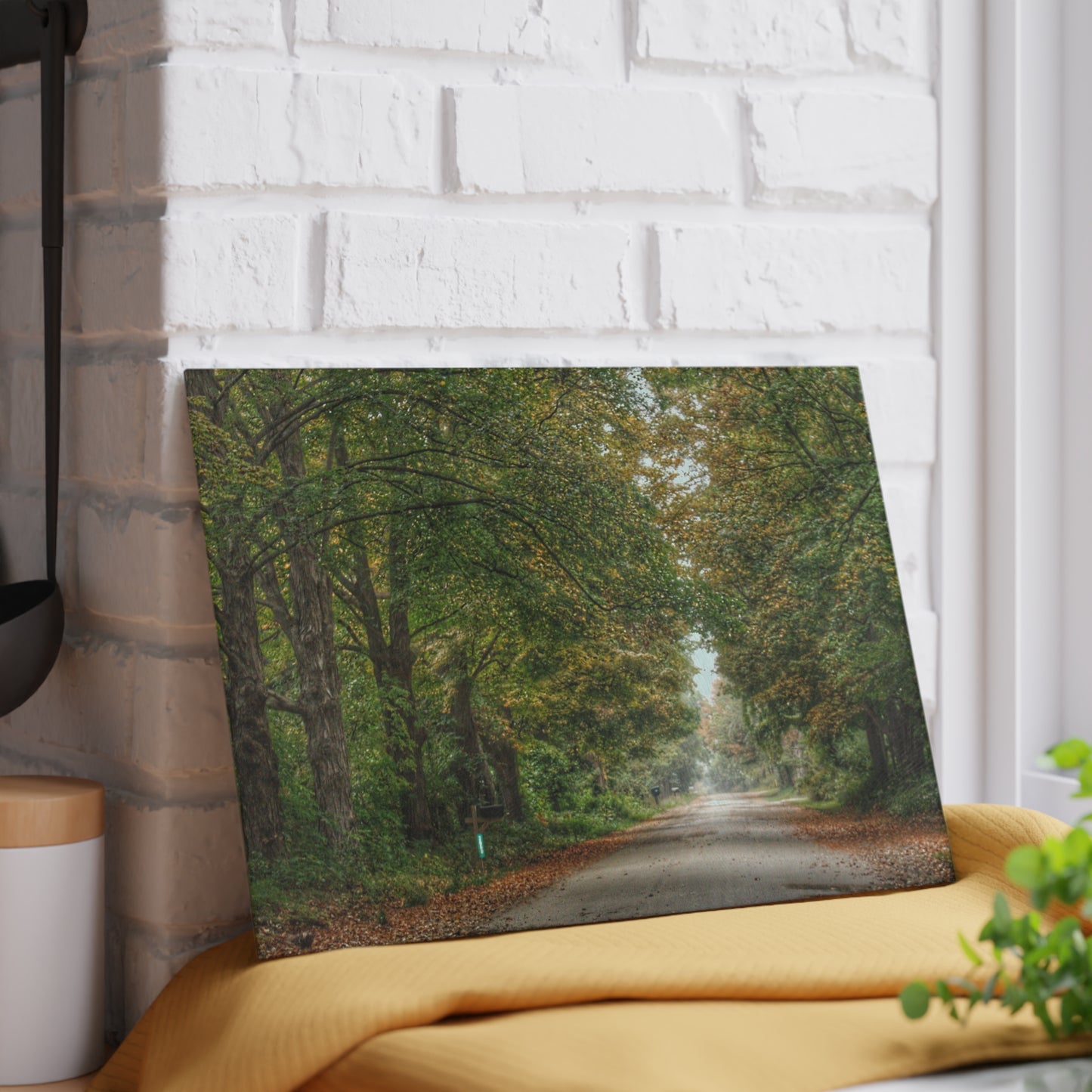 U R There Photography Country Roads in Millington Rustic Farmhouse Tempered-Glass Cutting Board
