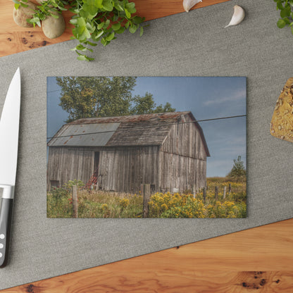 U R There Photography Schott Road Grey I Rustic Farmhouse Tempered-Glass Cutting Board