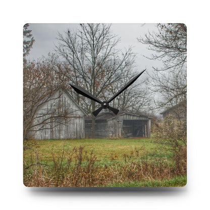 U R There Photography Bowers Road Greys IV Rustic Farmhouse Acrylic Analog Wall Clock
