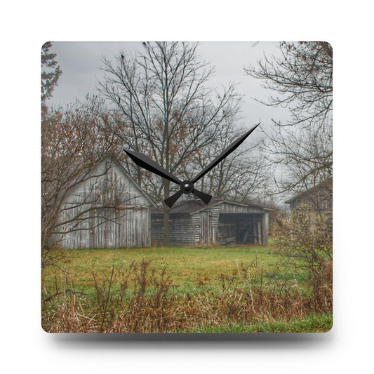Bowers Road Greys IV Rustic Farmhouse Acrylic Analog Wall Clock 10.75'' × 10.75'' (Square)