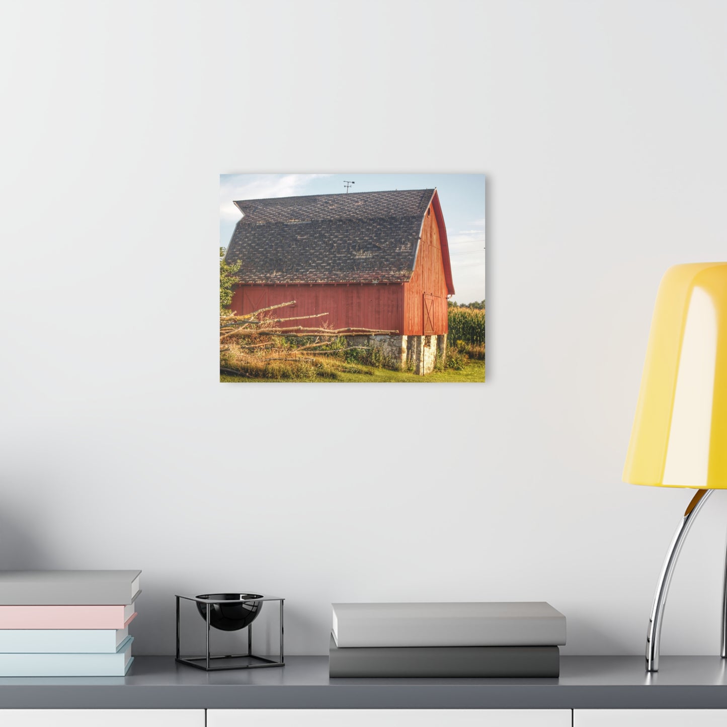 U R There Photography Otter Lake Road Red II Rustic Farmhouse Acrylic Wall Print