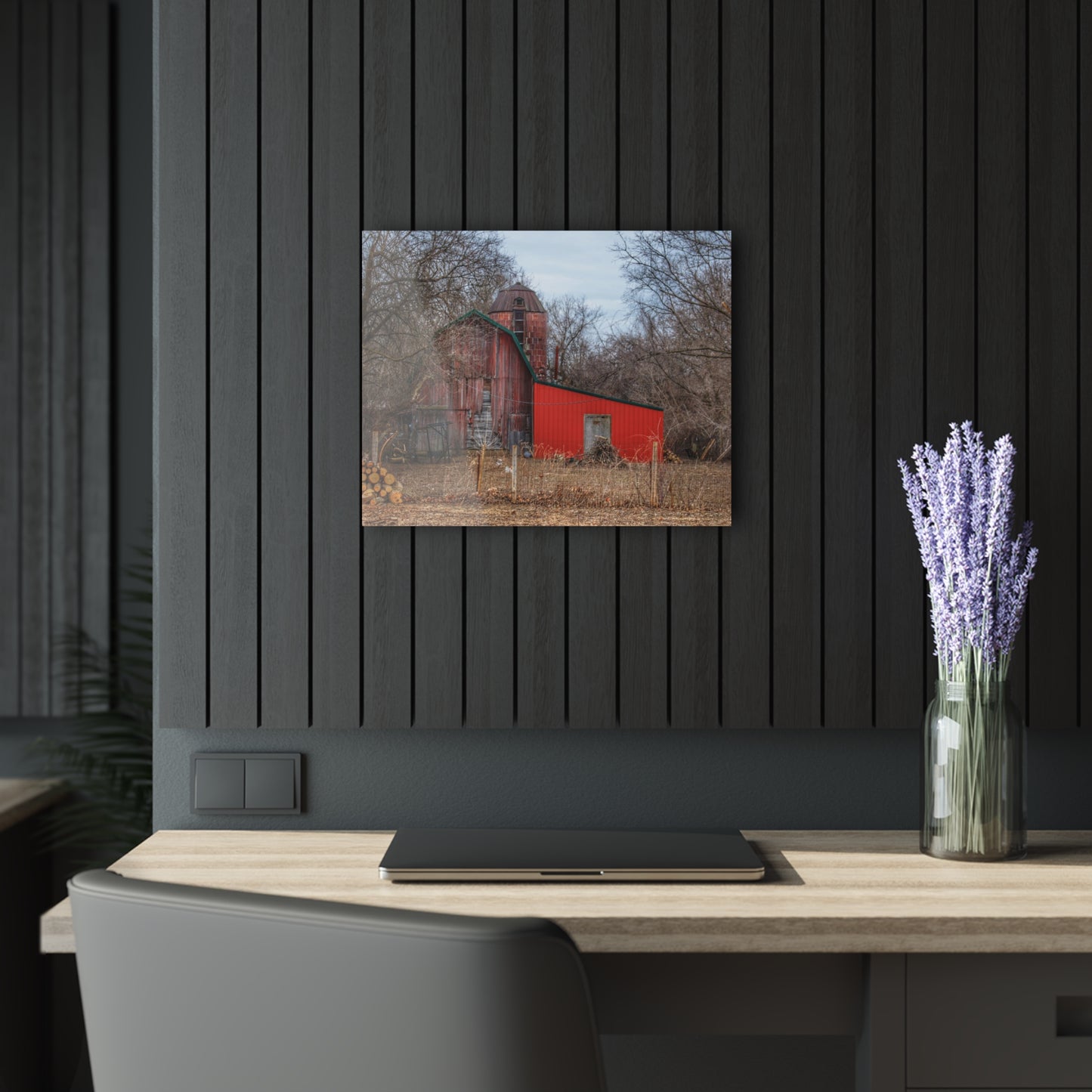 U R There Photography Bray Road Hidden Barnyard Red I Rustic Farmhouse Acrylic Wall Print
