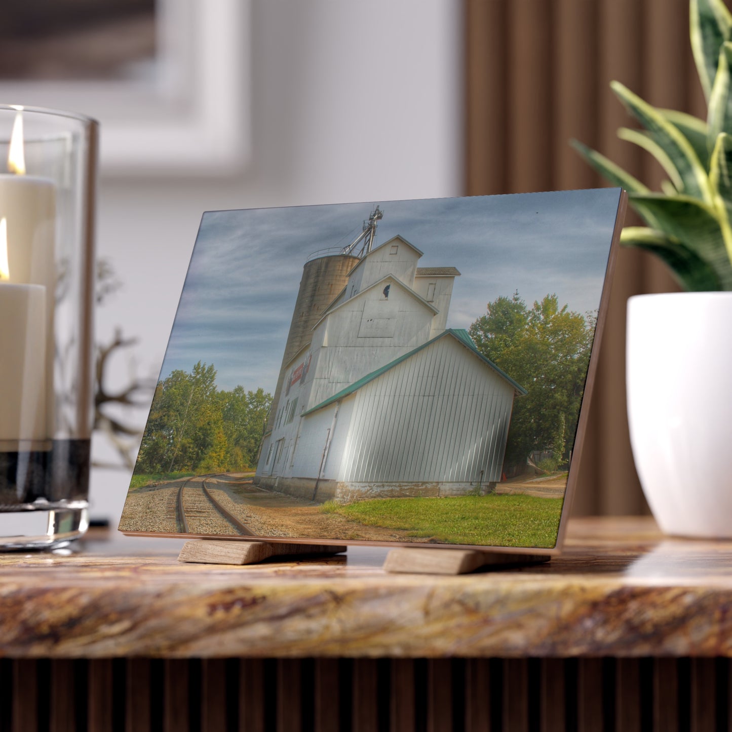 Aside the Tracks in Mayville Rustic Farmhouse Decorative Ceramic Tile 6" × 8" Matte