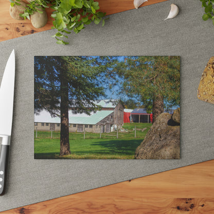 U R There Photography Oakwood Road Old Grey Rustic Farmhouse Tempered-Glass Cutting Board