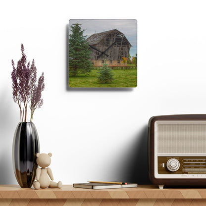 U R There Photography Rich Road Falling Grey I Rustic Farmhouse Acrylic Analog Wall Clock