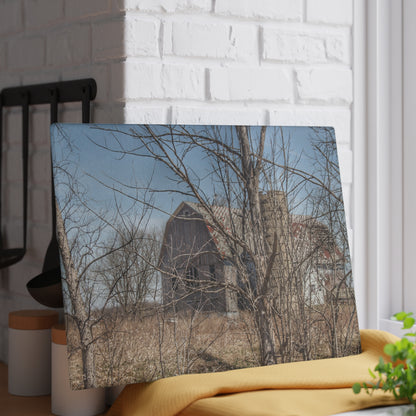 U R There Photography Hill Road Hidden Grey I Rustic Farmhouse Tempered-Glass Cutting Board