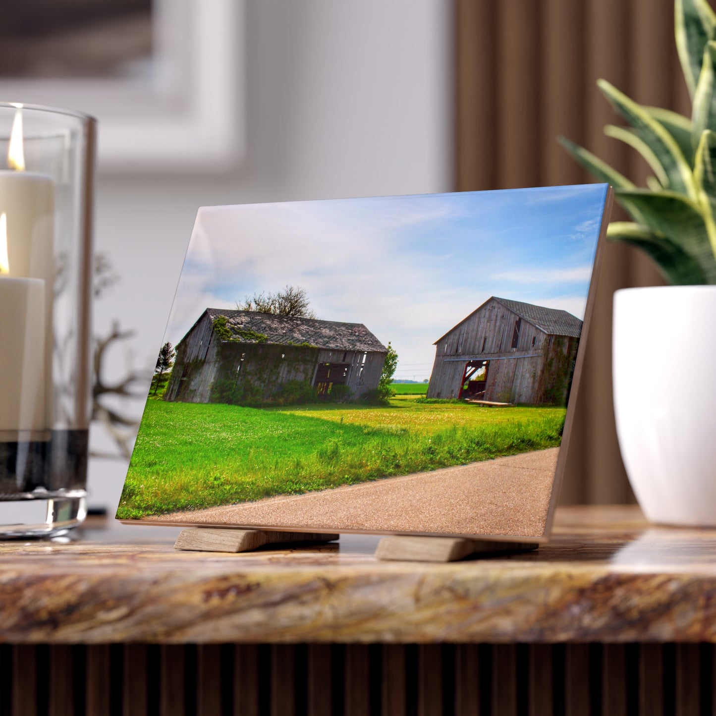 U R There Photography Caro Road Twin Greys I Rustic Farmhouse Decorative Ceramic Tile