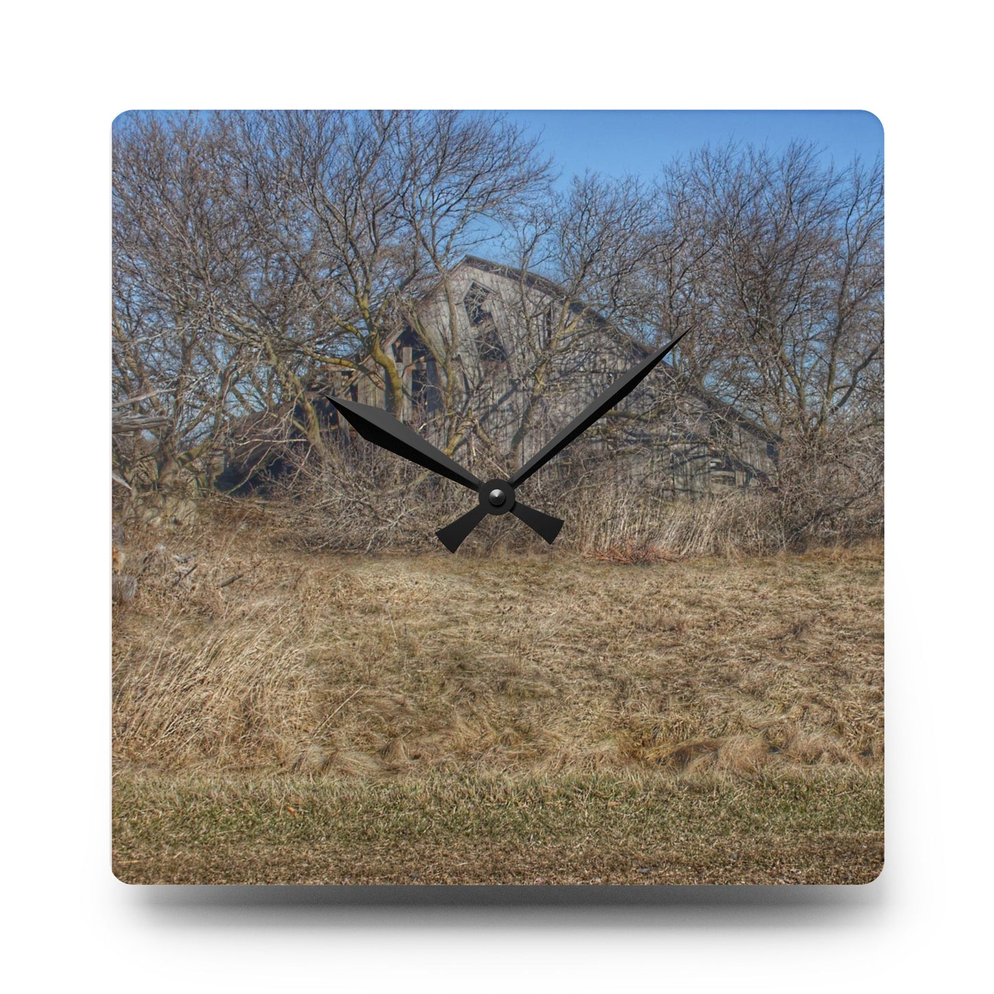U R There Photography Fargo Road Forgotten Rustic Farmhouse Acrylic Analog Wall Clock