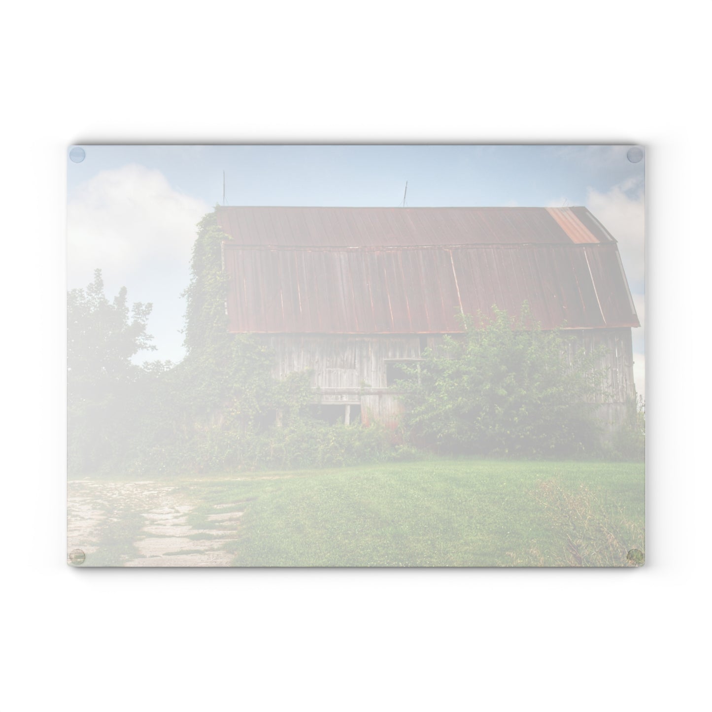 U R There Photography Grey Road Rusted III Rustic Farmhouse Tempered-Glass Cutting Board