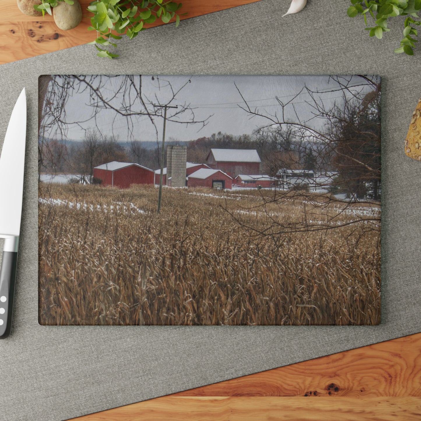 U R There Photography Beyond the Cornfield on Sutton Rustic Farmhouse Tempered-Glass Cutting Board