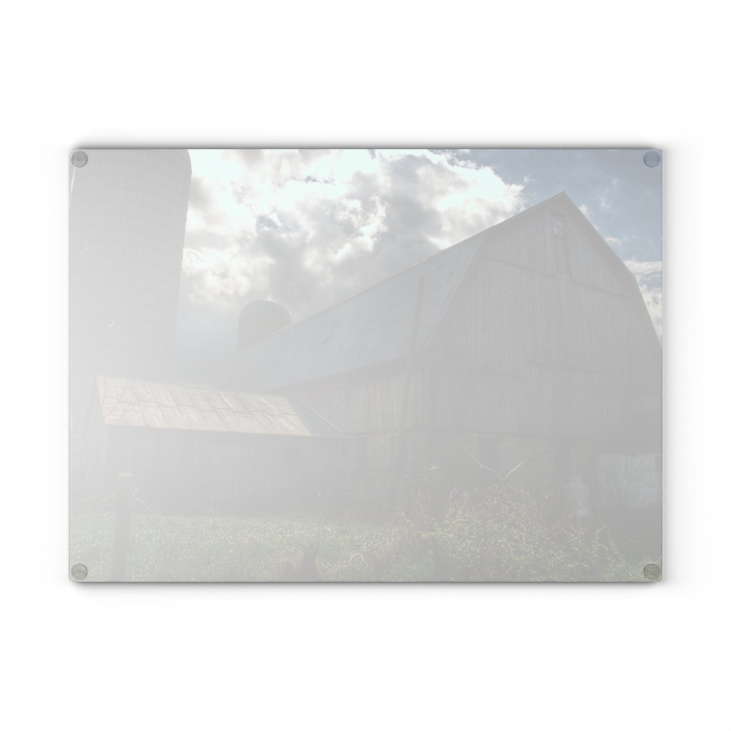 U R There Photography Sandusky Grey II Rustic Farmhouse Tempered-Glass Cutting Board