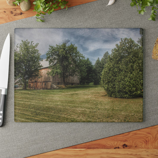U R There Photography Thistle Valley Weathered Grey Rustic Farmhouse Tempered-Glass Cutting Board