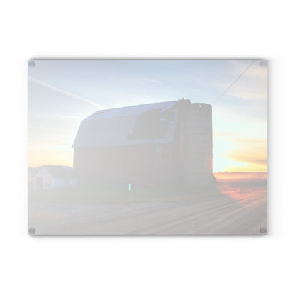 U R There Photography Haines Road Red at Sunrise Rustic Farmhouse Tempered-Glass Cutting Board