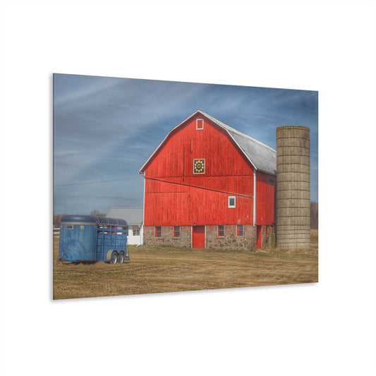 U R There Photography West Brown Road Quilted Red Rustic Farmhouse Acrylic Wall Print