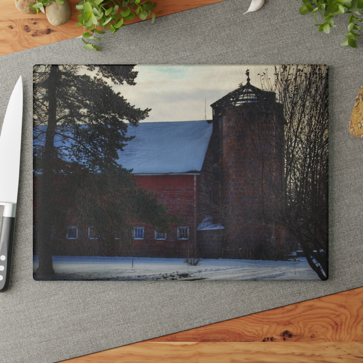 U R There Photography Ebeling Road Red Rustic Farmhouse Tempered-Glass Cutting Board