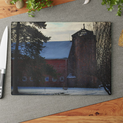 U R There Photography Ebeling Road Red Rustic Farmhouse Tempered-Glass Cutting Board