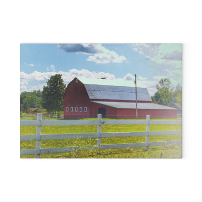 U R There Photography Burt Road Red Rustic Farmhouse Tempered-Glass Cutting Board