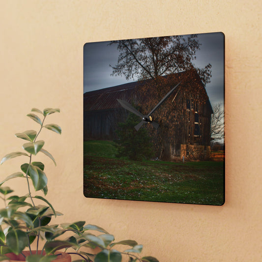 U R There Photography Melvin Grey Rustic Farmhouse Acrylic Analog Wall Clock