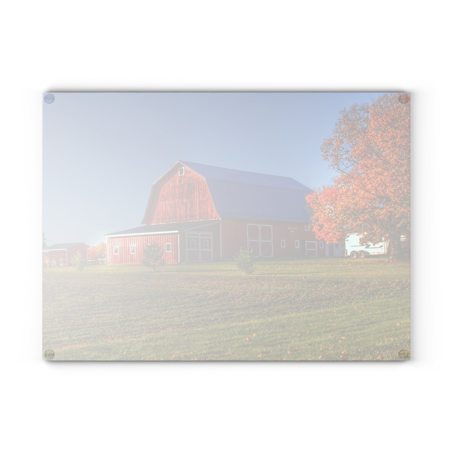U R There Photography Shoemaker Road Red Rustic Farmhouse Tempered-Glass Cutting Board