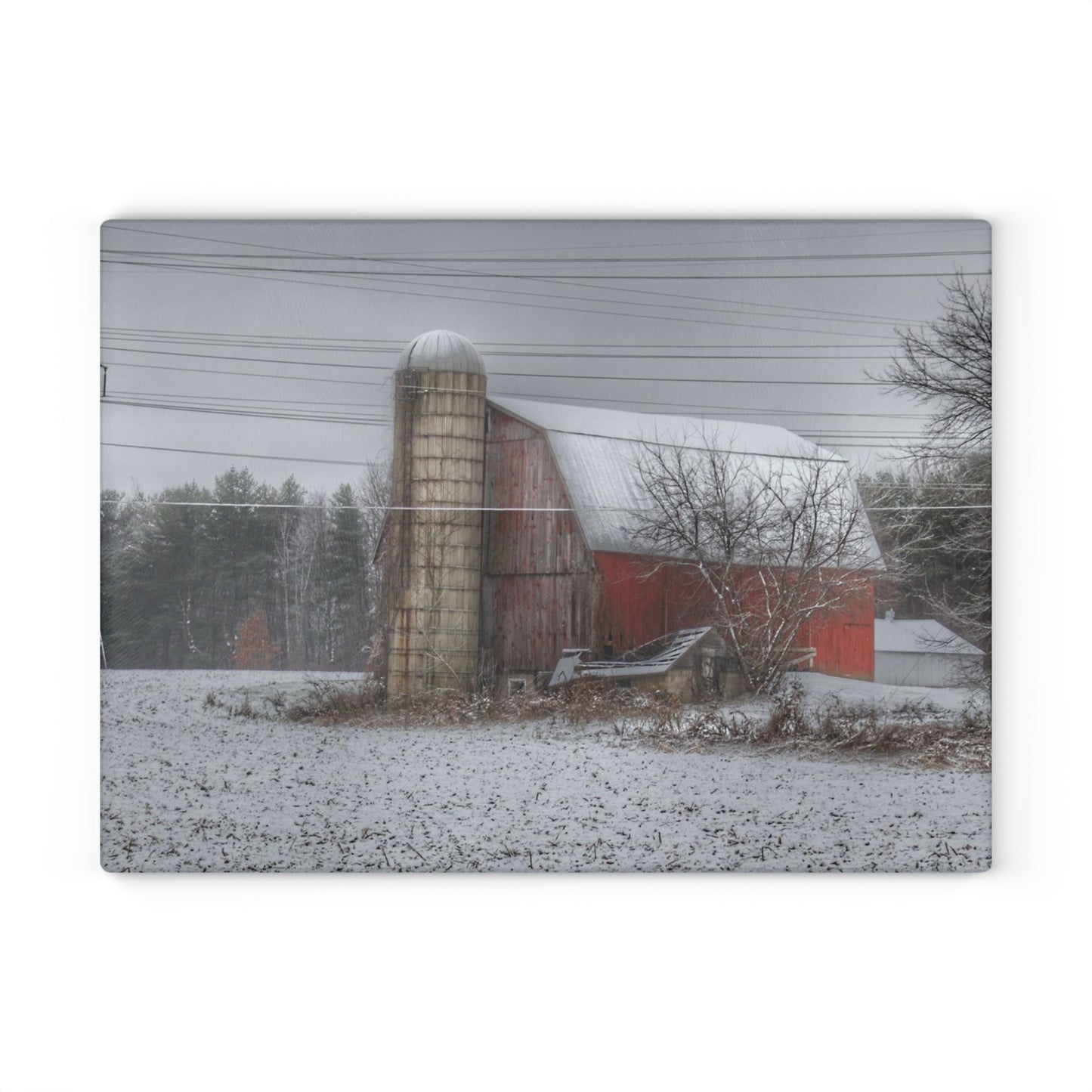 U R There Photography Arbela Road Red Rustic Farmhouse Tempered-Glass Cutting Board