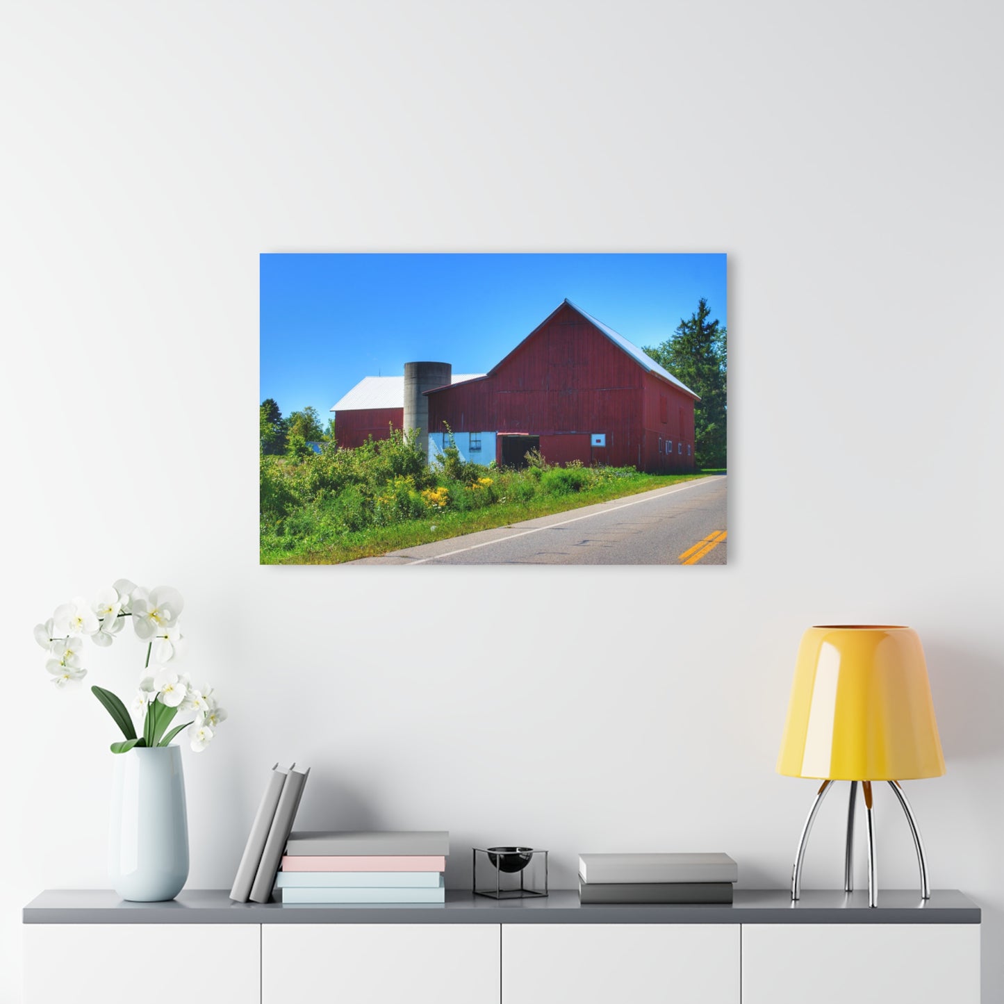 U R There Photography Dryden Road Red Rustic Farmhouse Acrylic Wall Print