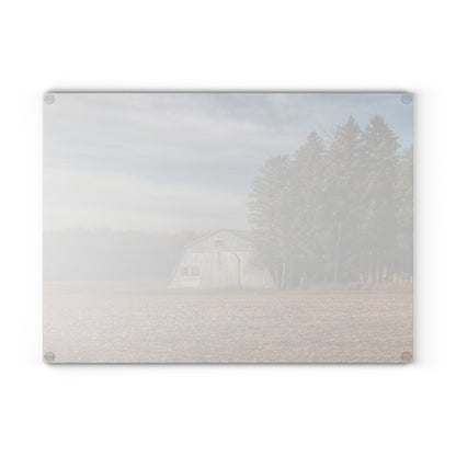 U R There Photography Grey Quonset Among the Pines Rustic Farmhouse Tempered-Glass Cutting Board