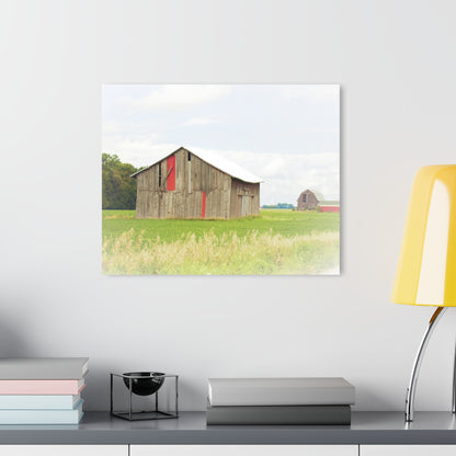 U R There Photography Square Barn with Barn in the Distance Rustic Farmhouse Acrylic Wall Print